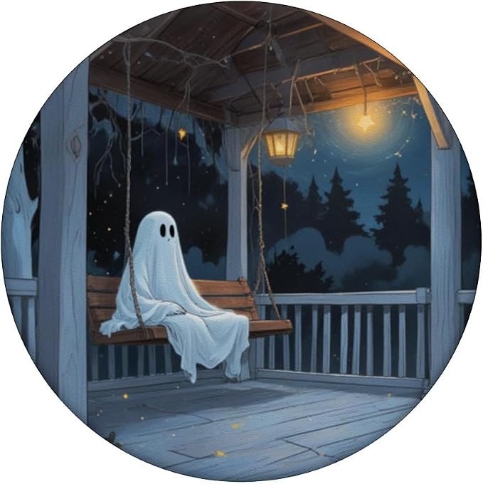 Ghost Sitting on Porch Swing at Night PopSockets Adhesive PopGrip