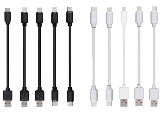 10-Pack Multi Short USB Cables &amp TypeC-C Cables for Charging Stations Compatible/w iPhone171615 iPhone14-5/ iPads/iPad mini/iPad Pros/Samsung Moblies &amp Tablets/Pixel &amp Nexus/HTC/Sony(Bl