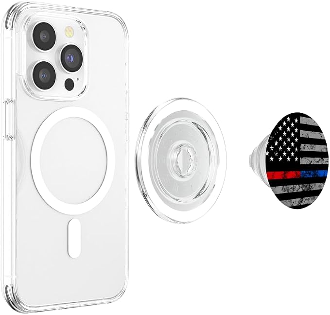 Thin Red Blue Line USA Flag Christmas Gift PopSockets PopGrip: Swappable Grip for Phones &amp Tablets PopSockets Standard PopGrip