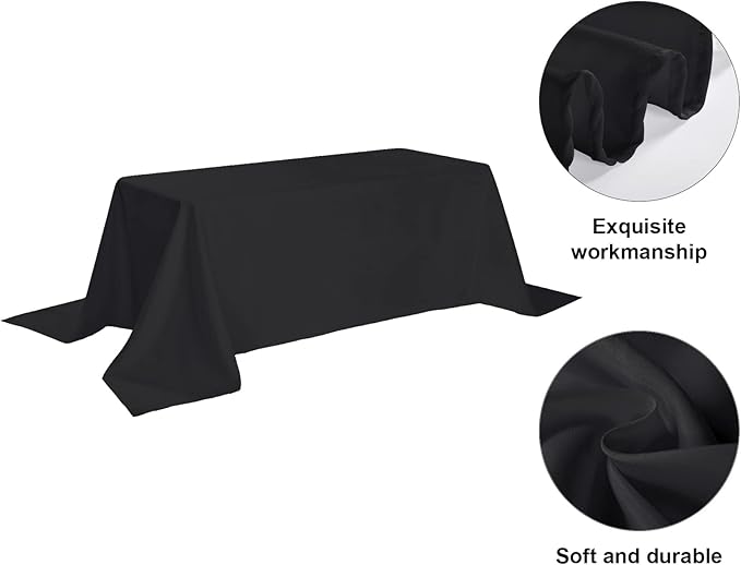 6 Pack Black Tablecloth 90 x 132 Inch Table Cloth for 6 Foot Rectangle Tables, Wrinkle Resistant Washable Polyester Fabric Table Covers for Party, Wedding,Dining,and Banquet