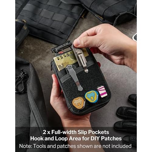 VIPERADE VE26 EDC Pouch Organizer with 11 Compartments, Small Tool Pouch with DIY Patches Area, EDC Pocket Organizer for Mutitools