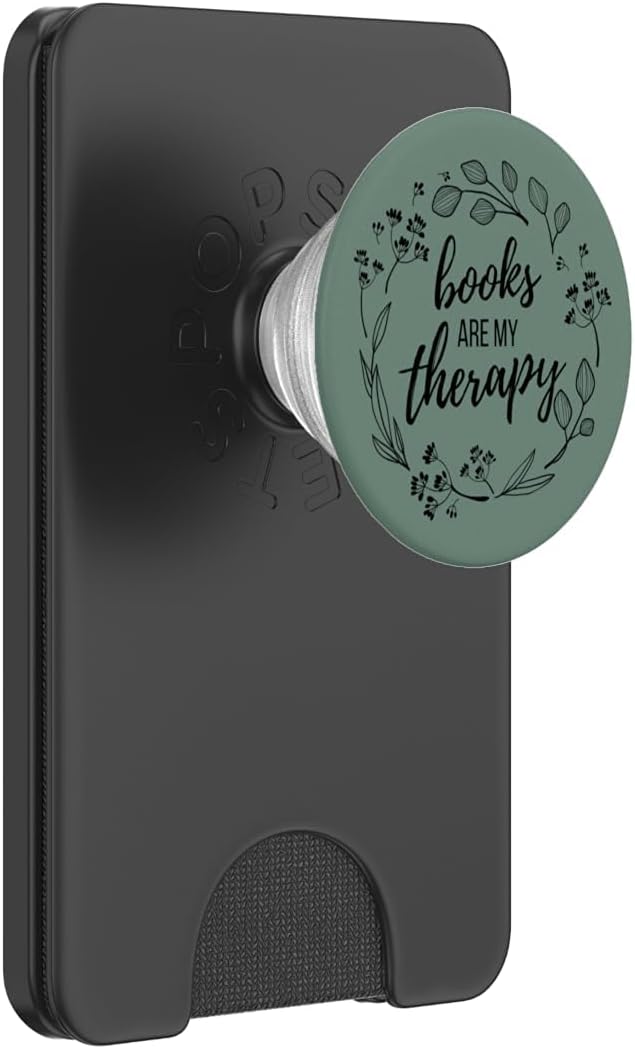 Books are My Therapy Lover Bookish Librarian Boho Floral PopSockets Adhesive PopGrip