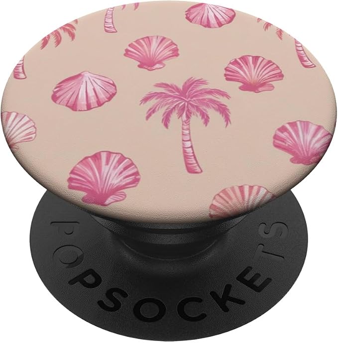 Pink Tropical Palm Shell Pattern PopSockets PopWallet for MagSafe