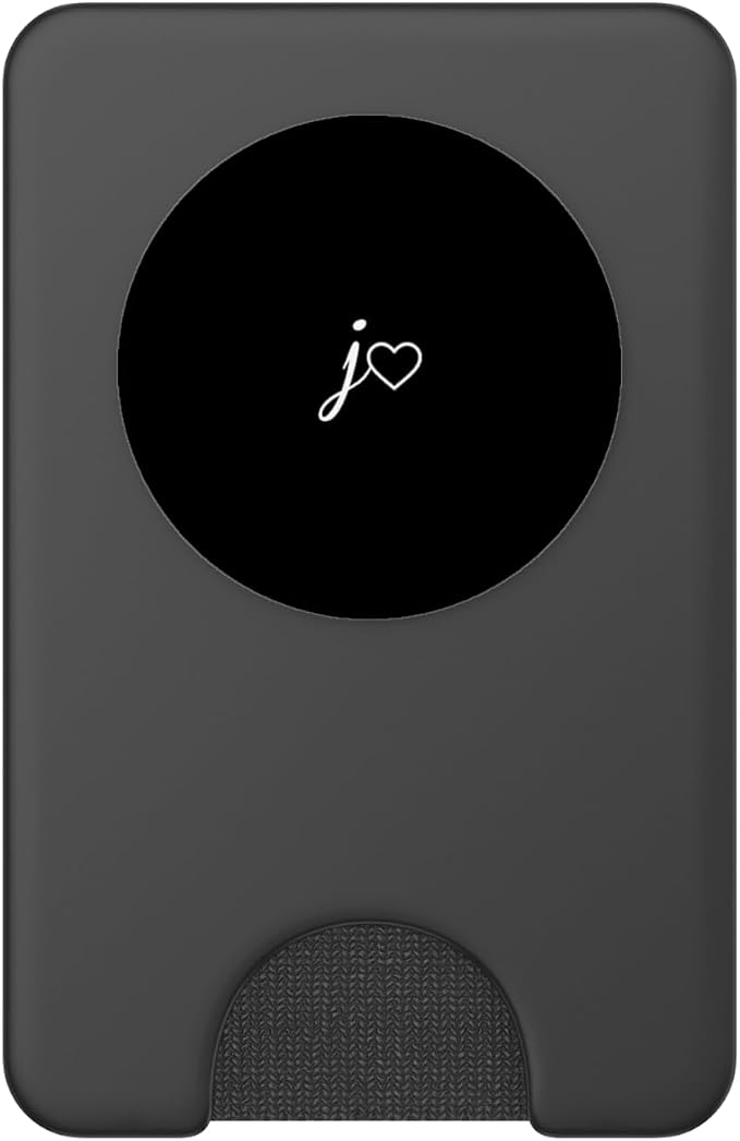 White Initial Letter J Heart Minimalist Black PopSockets Adhesive PopGrip