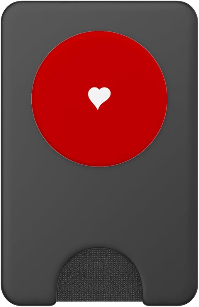 Cute Hand Drawn White Heart - Red Minimalist Love Symbol PopSockets Adhesive PopGrip