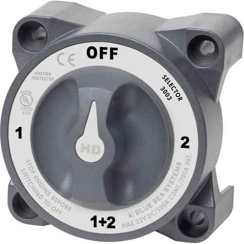 Blue Sea Systems 3003 Heavy Duty Battery Switch with Alternator Field Disconnect, 1-2-Off-Both, Beige