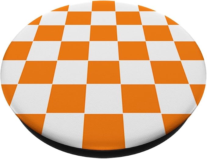 Checkered Orange and White Checkerboard Pattern Design Gift PopSockets Adhesive PopGrip