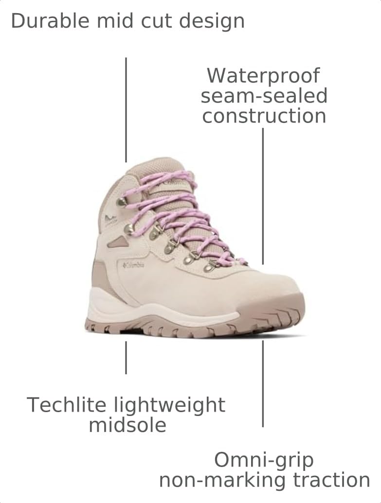 Columbia Womens Newton Ridge Plus Waterproof Amped, Dark Stone/Cosmos, 6.5