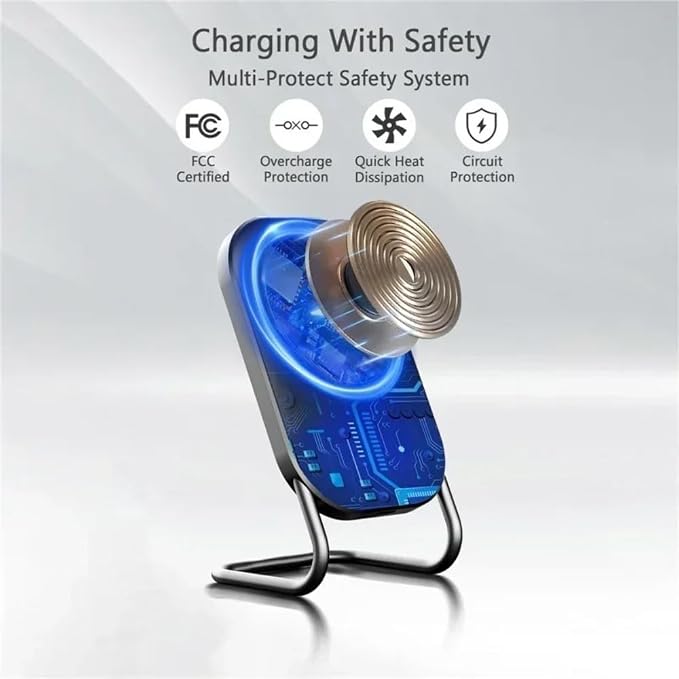 Desktop 15W 2 in 1 Magnetic Wireless Charger Stand for iPhone 17 16 15 14 13 12 Pro Max Samsung (Black)