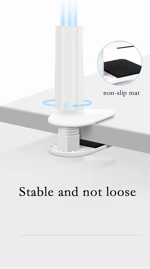 360° Rotating Tablet Phone Holder Spiral Base Lazy Mobile Phone Tablet Bedside Stand Bed Lazy Stand3.3Ft（Black）