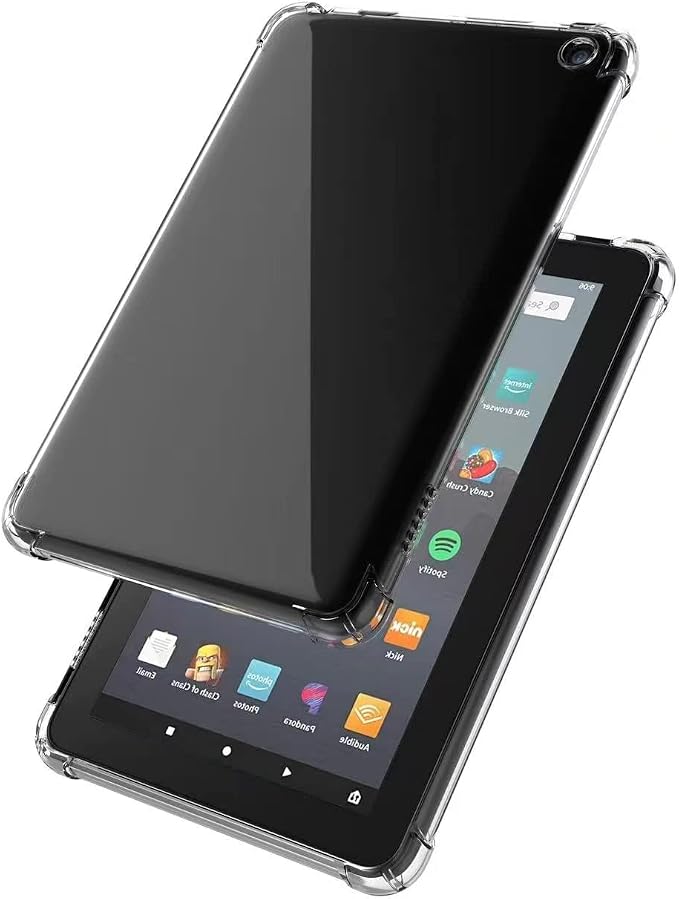 Dteck Clear Back Cover Case for Amazon Kindle Fire 7 Tablet 12th Generation (2022 Release)Ultra Lightweight Slim Shell Durable Silicone Protective Case for Kindle Fire 7 inch Tablet 12th Generation
