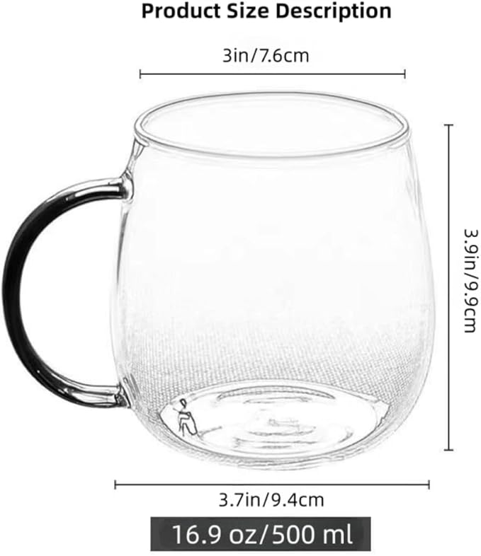 Clear Borosilicate Glass Coffee Mug with White Jade-Like Handle, 450ml/16oz – Durable Glass Mug for Coffee, Tea, Beer, and Hot Beverages, Ideal Gift