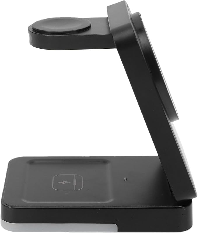 3 in 1 Wireless Charger Stand 15W Fast Charging Foldable Magnetic Dock for Phone Watch Earphone Type C Portable Station with Heat Dissipation (Black)
