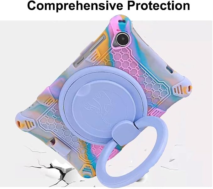 Tablet Case for Lenovo M8 TB300XU/TB-8505F/TB-8705F/TB-8506FSoft Anti-Stress Silicone Case with Rotate Stand/Pencil Holder/Shoulder Strap/Pen for Lenovo Tab M8 8 inch (Colorful Light Blue)