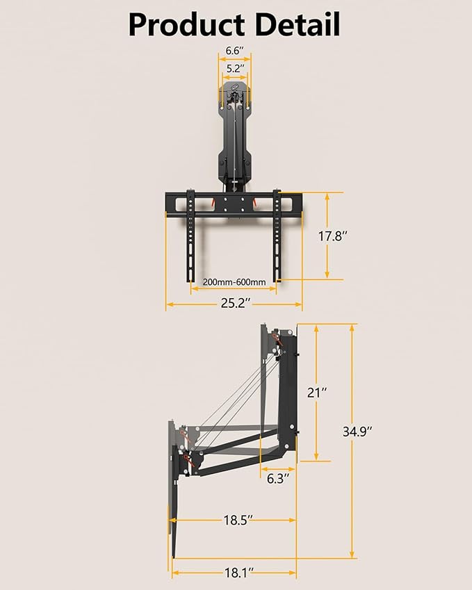 FORGING MOUNT Motorized Fireplace Pull Down TV Mount with Remote for 32-85" TVs, Electric Above Fireplace TV Wall Mount with Height Adjustable, Swivel,Tilt, Holds 88 lbs Max VESA 600x400