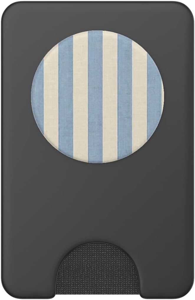 Cream Blue Stripe Pastel Pattern PopSockets PopWallet for MagSafe