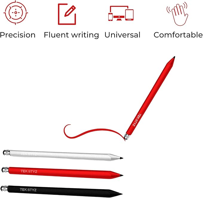 PRO Capacitive Resistive Stylus Universal 2 in 1 Compatible with Nokia 8110 4G High Sensitivity &amp Precision Full Size 3 Pack! (Black Silver RED)