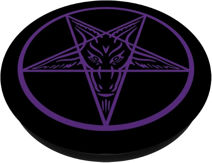 Purple Satanic Pentagram Star Baphomet Devil Hail Satan 666 PopSockets Adhesive PopGrip