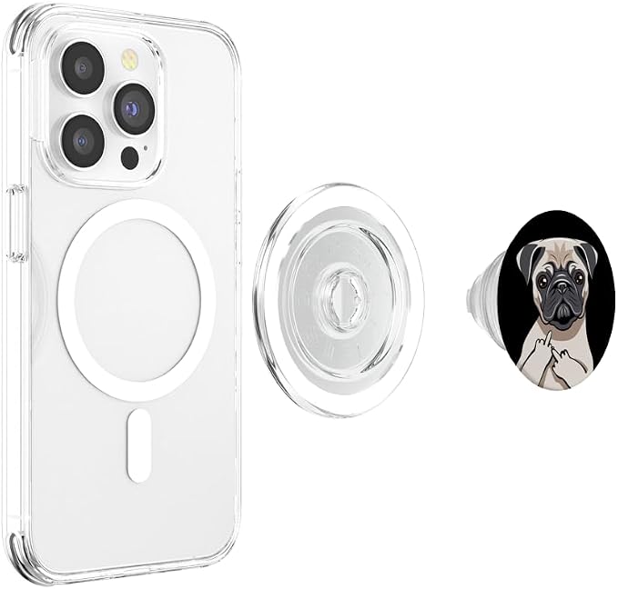 Middle Finger Pug Socket Grip Gift PopSockets PopGrip: Swappable Grip for Phones &amp Tablets PopSockets Adhesive PopGrip