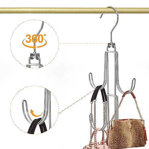 2 Pack Purse Organizer for Closet, 4-Tier Hanging Bag Holder, Silver Metal Closet Organization Purse Hanger Backpack Rack Space Saving Hanger - size: 2 Pack 4-Tier