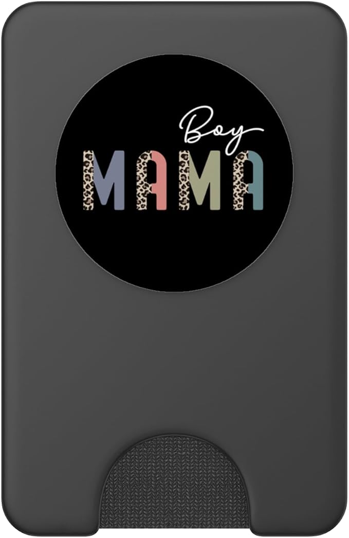 Boy Mama Simple Leopard Text Mom of Boys Cute Mothers Day PopSockets Adhesive PopGrip