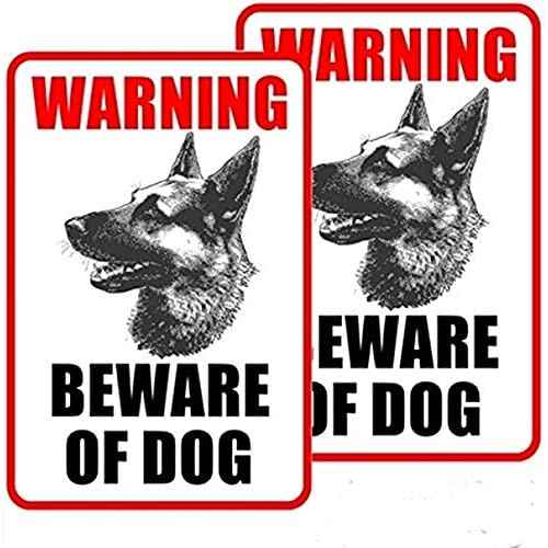 (2 Pack) 8.27" x 5.51" Beware of Dog Window Door Wall Security Warning Alert Decal Sticker - Back Self Adhesive Vinyl