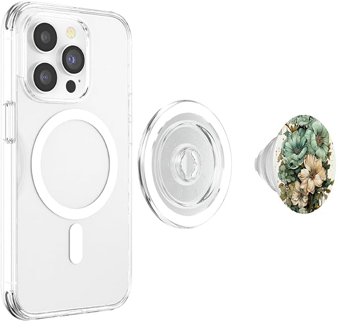 Sage Green Wildflower Floral Moon Flower Botanical PopSockets PopGrip for MagSafe