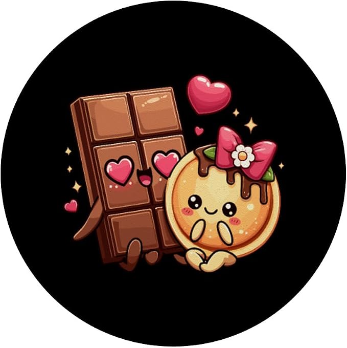 Choco And Pancake Couples Love Matching Chocolate Day PopSockets Adhesive PopGrip