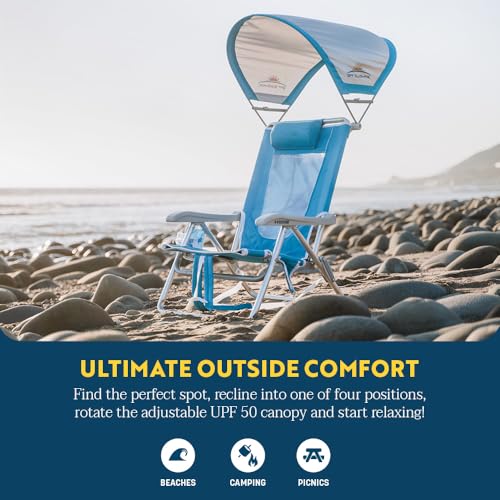 GCI Outdoor Waterside SunShade Backpack Beach Chair with Canopy Shade