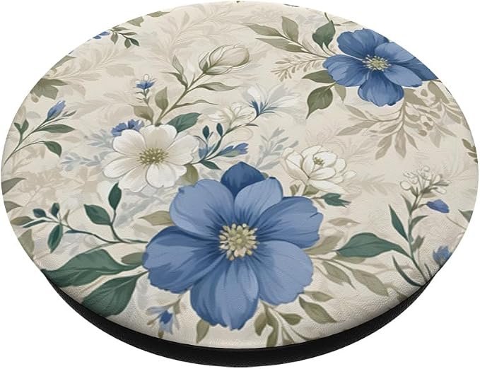 White Blue Floral Pattern PopSockets Adhesive PopGrip