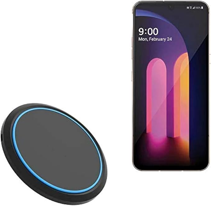 BoxWave Charger Compatible with LG V60 ThinQ 5G (Single Screen) - SwiftCharge PowerDisc Wireless Charger (15W) Qi Wireless 15W Circular Desktop Charger