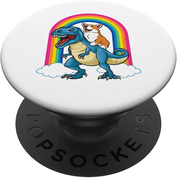 Rainbows Corgi TRex Dinosaur Novelty Apparel and More PopSockets Adhesive PopGrip
