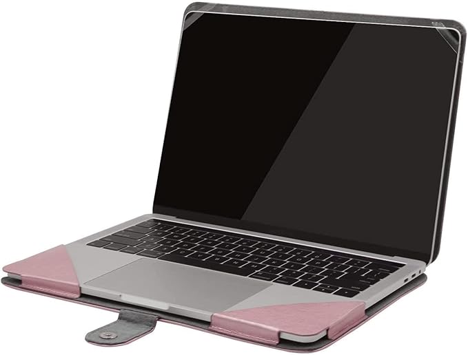 MOSISO Case Compatible with MacBook Air 13.6 inch M4 M3 M2 2025-2022 /Air 13 M1 2022-2018 /Pro 13 inch M2 M1 2025-2016, PU Leather Portfolio Protective Stand Cover, Rose Gold