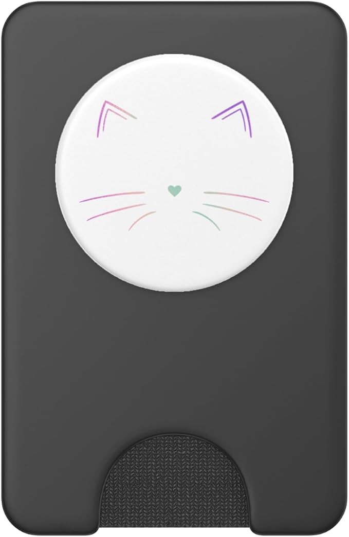 Rainbow Cat Face White PopSockets Adhesive PopGrip