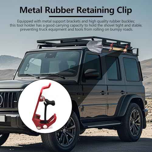 (8 Pack) Shovel Mount for Roof Rack, Metal Rubber Clamp Wall Mounting Brackets, Axe Holder Clamp Mount Kit for Roof Rack Truck Boats Military Equipment and Tools, Red