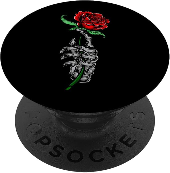 Design of roses in red and hand skeleton PopSockets Standard PopGrip