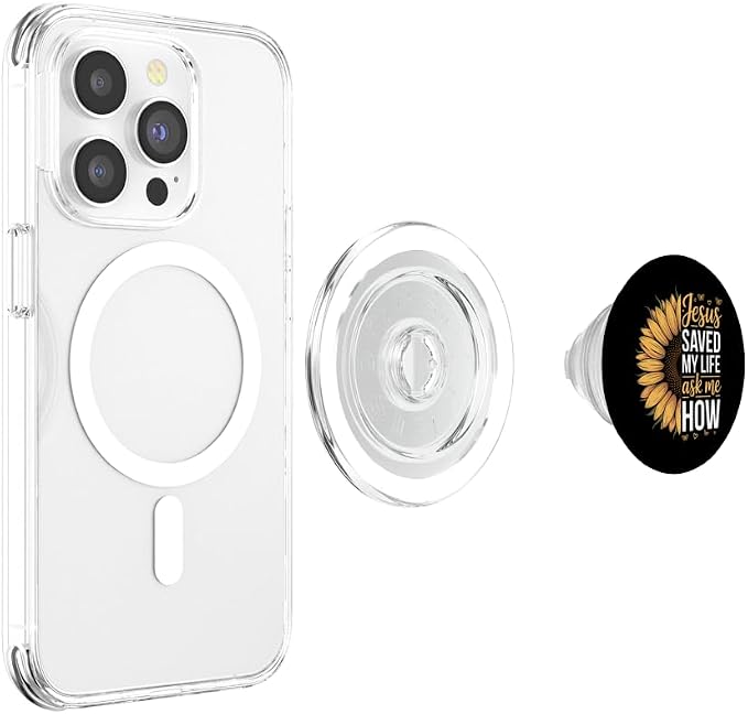 Jesus Saved My Life Ask Me How PopSockets PopWallet for MagSafe