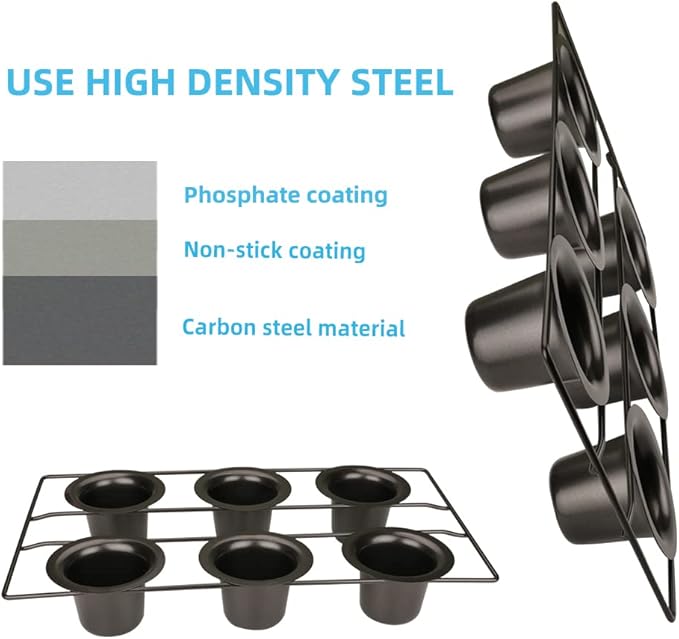 CGGYYZ 6 Cup Nonstick Popover Pans, Muffin Tin, Large Deep Cupcake Baking Pan, Muffin Pans for Baking Sets Non Stick