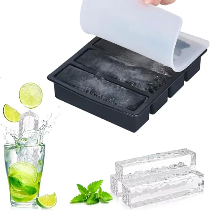 JBFadzmat 2-Piece Silicone Ice Tray Set, suitable for whiskey, cocktails, or butter molds. Freezer molds with dust covers, easy to unmold and clean, reusable.