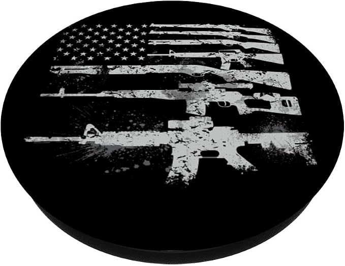 USA Flag Guns Weapons Rifles 2A Amendment PopSockets Adhesive PopGrip