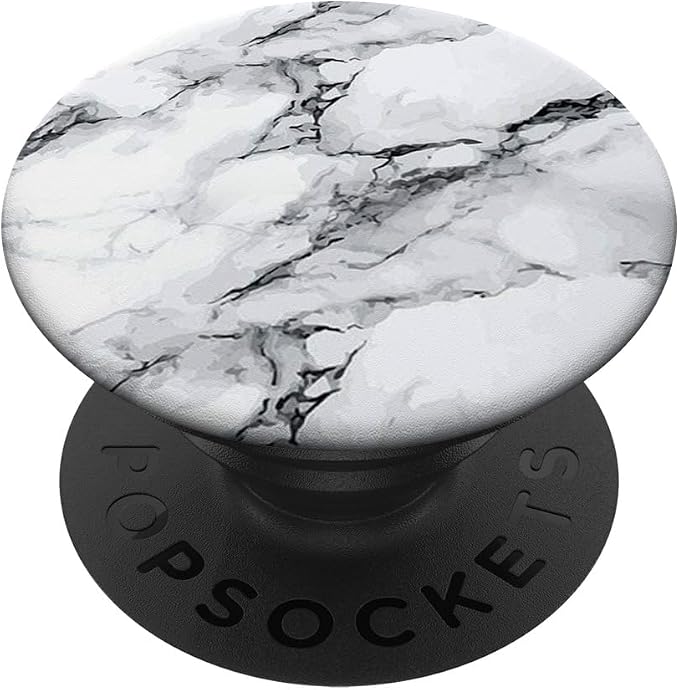 Marbled Design White And Black PopSockets PopGrip: Swappable Grip for Phones &amp Tablets