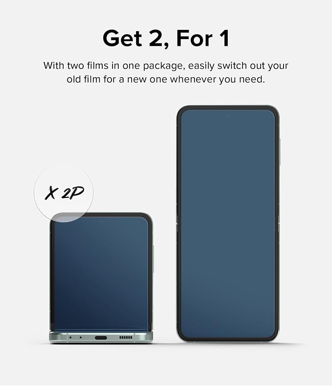 Ringke Dual Easy Film [4-Layer Protection] Compatible with Samsung Galaxy Z Flip 5 Screen Protector Self Healing Repair Coating Full Coverage HD Clear Screen Protector - 2 Pack
