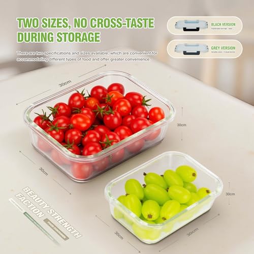 [10-Pack Glass Meal Prep Containers with Lids, Food Storage Containers with Snap Locking Lids, Airtight Lunch Containers, Microwave, Oven, Freezer and Dishwasher,Black - color: Black, size: 10-Pack-Black