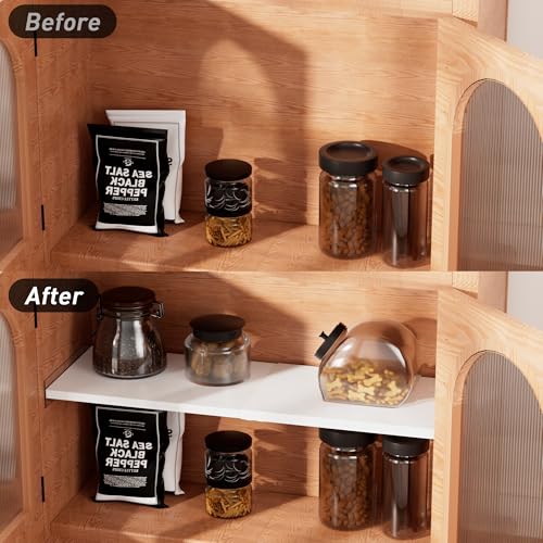 SANNO Expandable Closet Shelf Organizer, 17-31" Tension Shelf - DIY Expandable Shelf Dividers for Cabinet, Pantry, Wardrobe, Kitchen, Space-Saving Organizer, 1 Pack - size: 17-31'' x 11.8''W