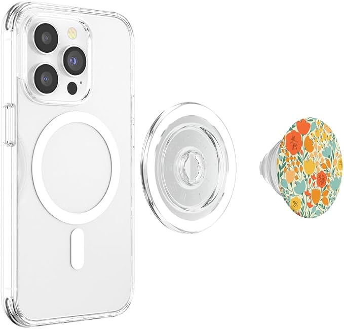 Yellow Orange Floral Flowers PopSockets Standard PopGrip