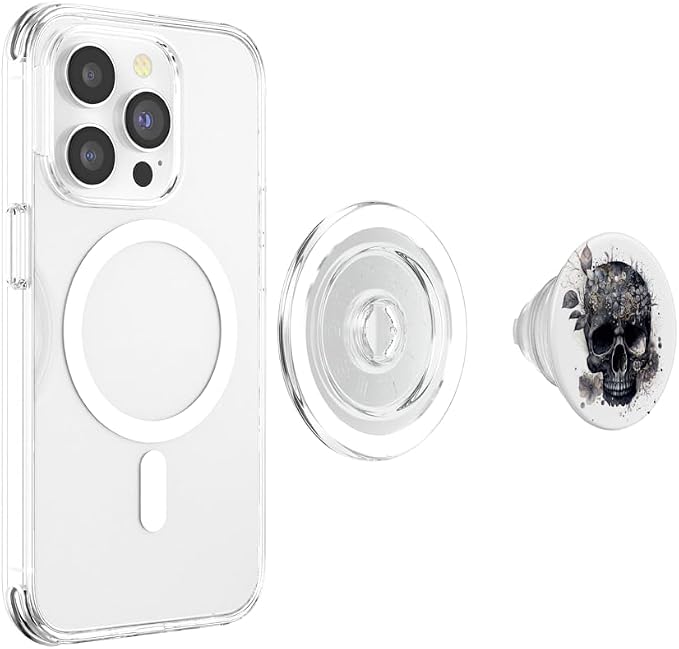 Floral Skull Graphic for Women Birthday Unique Black Skull PopSockets Adhesive PopGrip