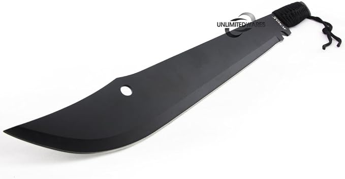Jungle Master JM-021 Full Tang Machete, Black Blade, Black Cord-Wrapped Handle, 21-Inch Overall