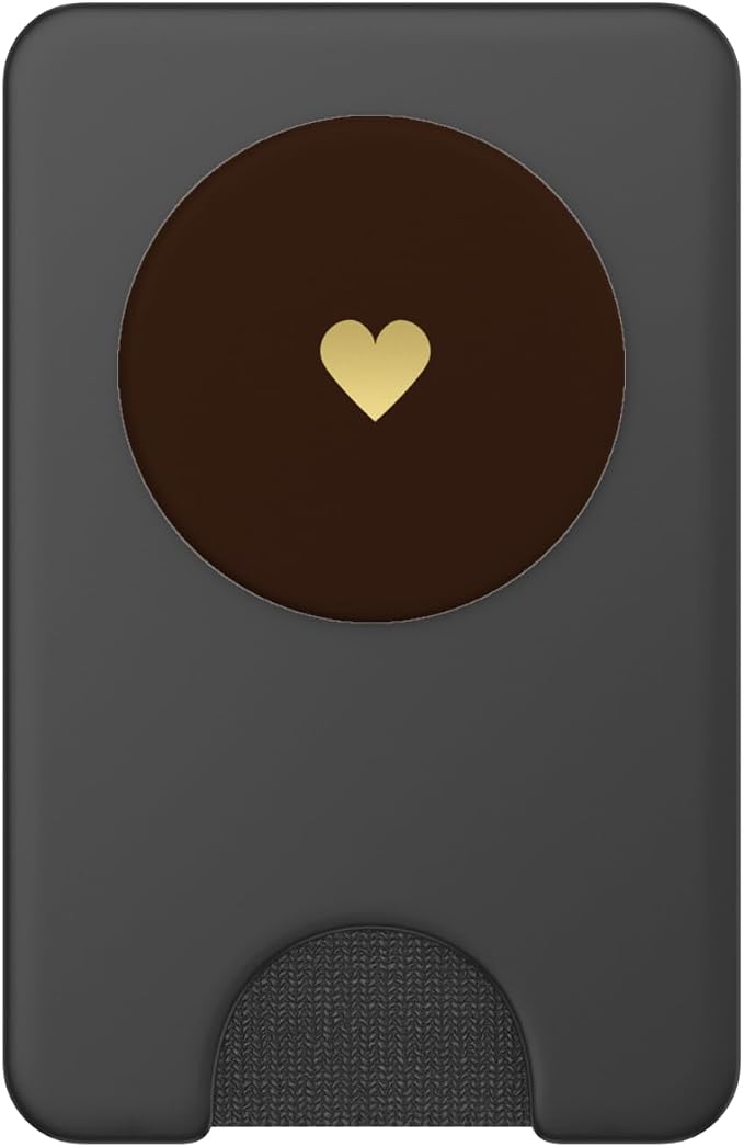 Dark Brown Deep Heart Minimalist PopSockets Adhesive PopGrip