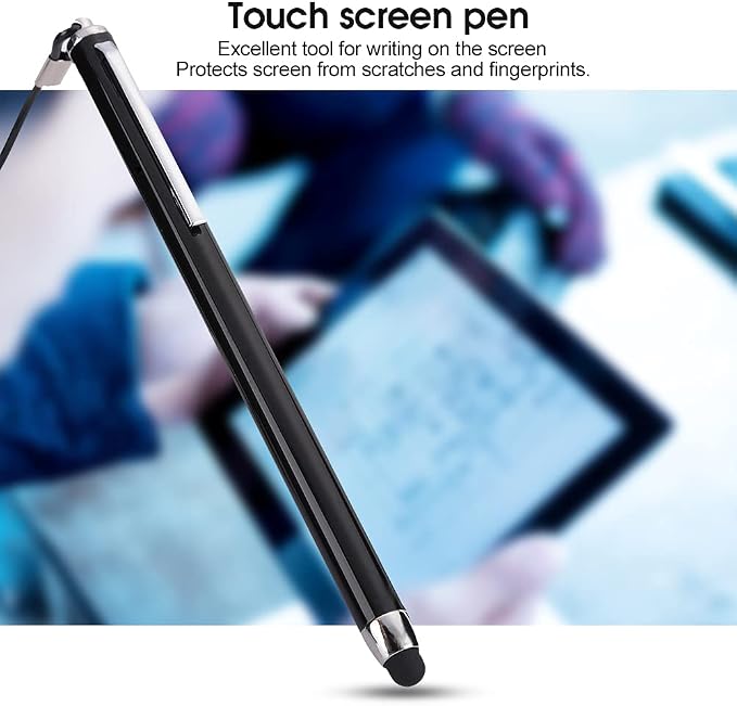 Richer-R Stylus PenTouch Screen Pen Active Stylus Capacitive with Spring Rope for Resistive MP4 / Writing BoardCapacitive Stylus Pen for Touch Screen for POSPDAIndustrial PC(Black)