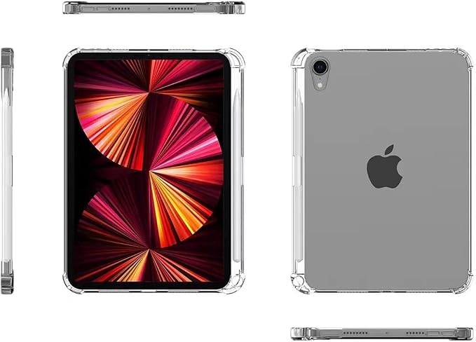 Clear iPad mini Case with Pencil Holder Soft TPU Transparent Shockproof Cover Supports 2nd Gen Apple Pencil Charging for iPad mini 6/7th(A17 Pro) Generation 8.3 inch 2021/2024 (Mini 6)